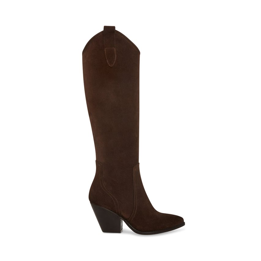 Dark Brown Steve Madden Vittoria Suede Women\'s Knee-high Boots | PH 5814OWG